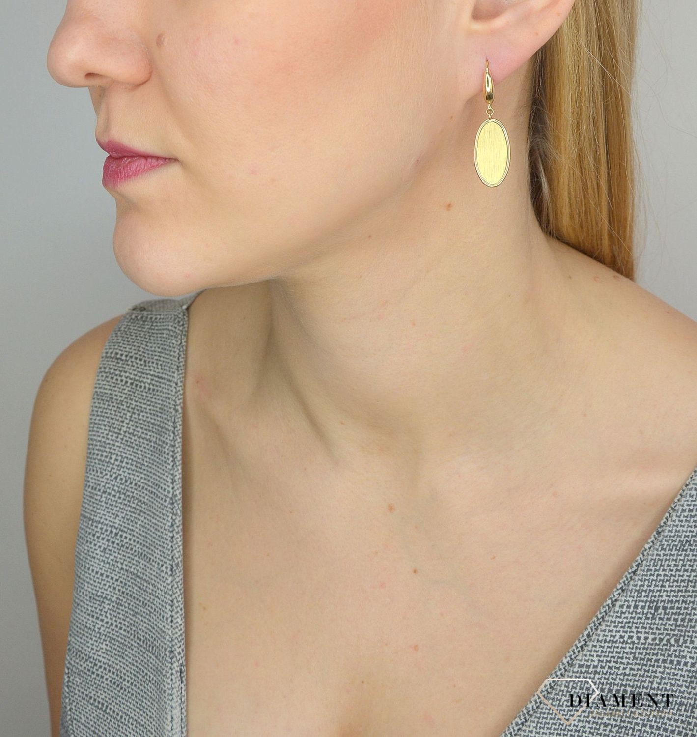 Złote kolczyki owalne, matowe Dall'Acqua Gold KS1 AG 090.jpg